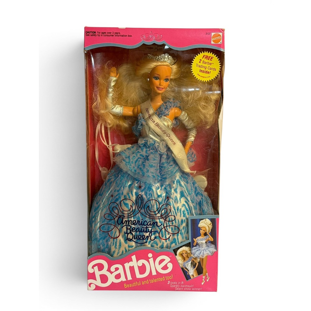 VTG 1991 Mattel American Beauty Queen Barbie Doll #3137 Blue Gown NIB 90s Toy‎